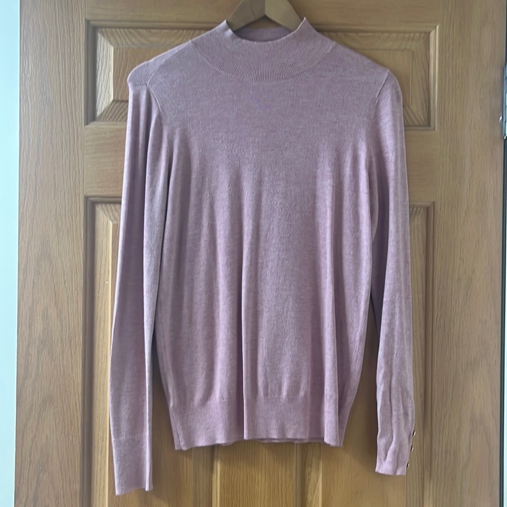 Loft blush pink long sleeve lightweight sweater mock neck long sleeve new w/tags